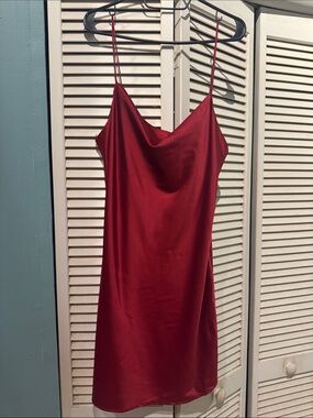 Satin Cowl Slip Mini Dress in Burgundy made in Italy